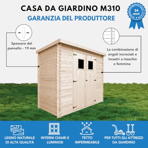 Timbela M310 Casetta Da Giardino In Legno Per Esterni 239X144Xa200 Cm/2.6M2 - Capanno Da Giardino - Piccola Casetta In Legno, Rimessa Attrezzi, Deposito Bici - 4