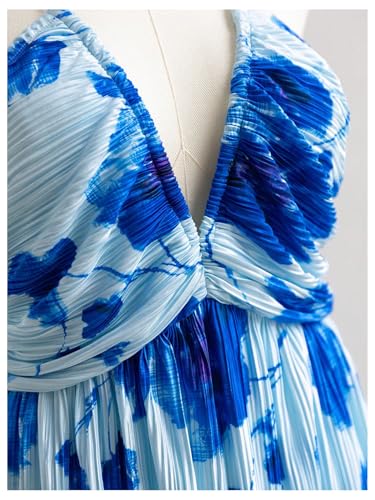 Floerns Women's Plus Size Tie Dye Halter Dress Sleeveless Ruched A Line Mini Dresses4