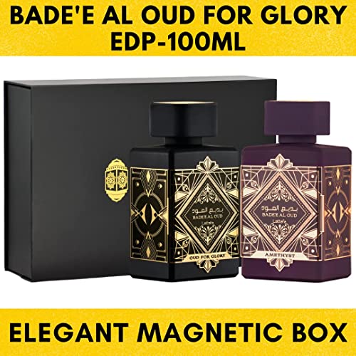 Bade'e Al Oud For Glory & Bade'e Al Oud For Glory Amethyst Edp - Eau De Parfum 100Ml(3.4 Oz) With Magnetic Gift Box Perfect For Gifting | Christmast Gift Basket, Holiday Gift Box | By Lattafa Perfumes #TOP2