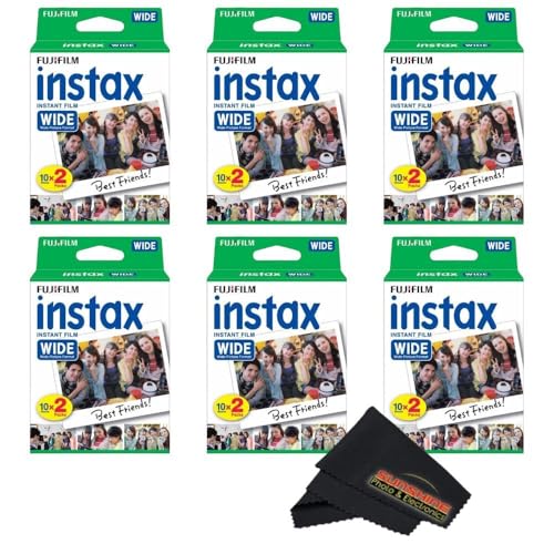 Fujifilm Instax Wide Instant Film Twin Pack with Sunshine Photo Microfiber Cloth... (6 Pack-120 Exposures)
