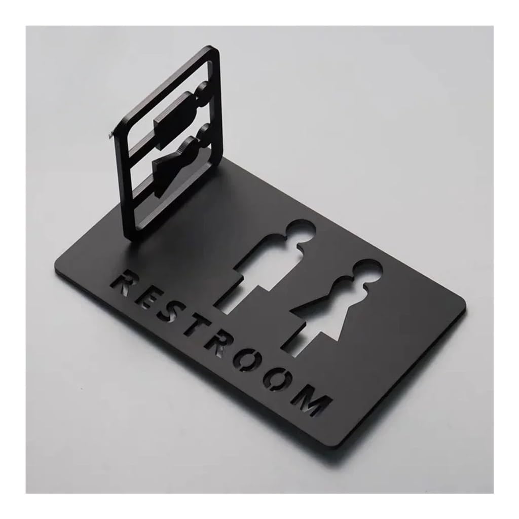 Acryl-Toiletten-Symbol mit selbstklebender Rückseite, für Badezimmer, Toilette, für Hotel, Büro, Zuhause, Restaurant (schwarz, 20 x 15 cm)