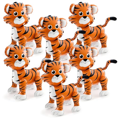 Image of 6 Pcs 4D Giant Tiger Balloon Walking Tiger Inflatable Balloons Animal Standing Foil Balloons Birthday Party Supplies for Circus Forest Zoo Wildlife Theme Party Decorations