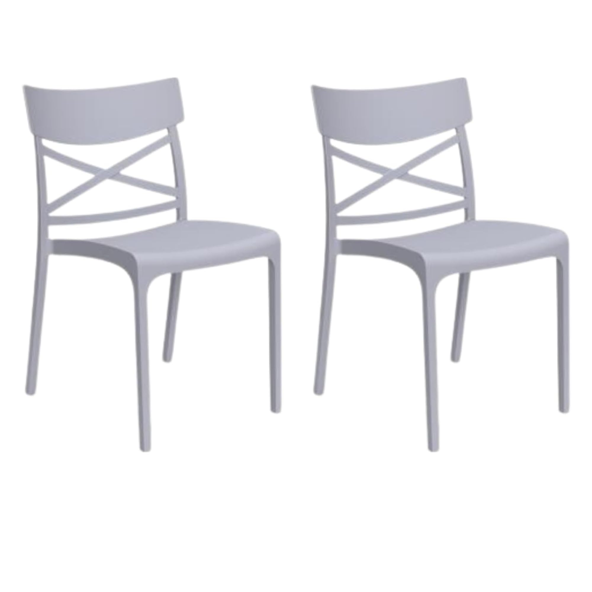 HOUSE COLLECTION, SEDIA CROIX SENZA BRACCIOLI, POLIPROPILENE, GRIGIO CHIARO (BCA195x2)