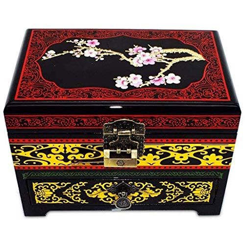 HFERTSCN Joya de joyería - Joya roja Caja de almacenamiento de ciruela roja Regalo de boda de madera (Color: A) FANDIAO