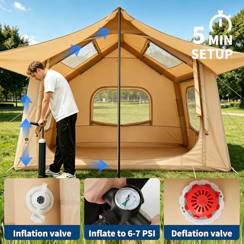 Carpa inflable para camping, impermeable, 4 personas miniatura 3