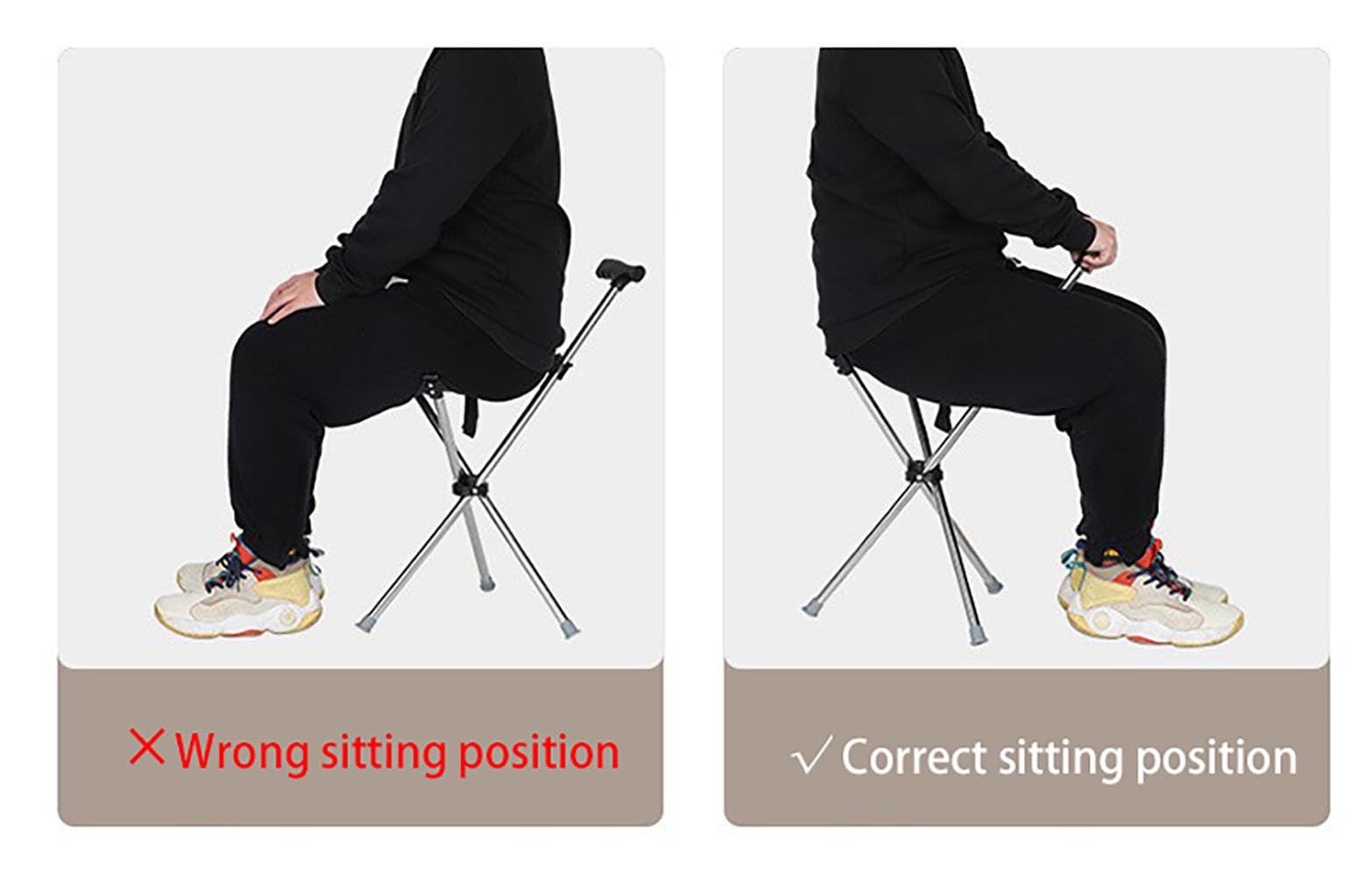 Bastón con asiento – Taburete portátil, soporta hasta 220 libras, sillas de pie de acero inoxidable, ligero hasta 1.8 libras, adecuado para hombres, mujeres, personas mayores, personas con