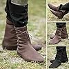 GATURA Men's Medieval Boots Pointed Toe Flat Heel Ankle Boots Faux PU Leather Lace Up Mid Calf Boots Vintage Viking Knight Pirate Boots,Large Size 37-48,Brown,45 #4