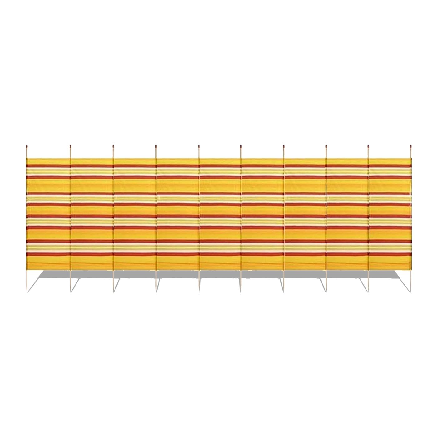 KKTECH Wind Breaker – Windbreaker Camping, Wind Breaker for Beach, Heavy Duty Outdoor Windbreak Garden Privacy Screen, 4–10 Pole Tall Wooden Panel Shelter (Yellow, 6 Pole (5ft x 12ft))