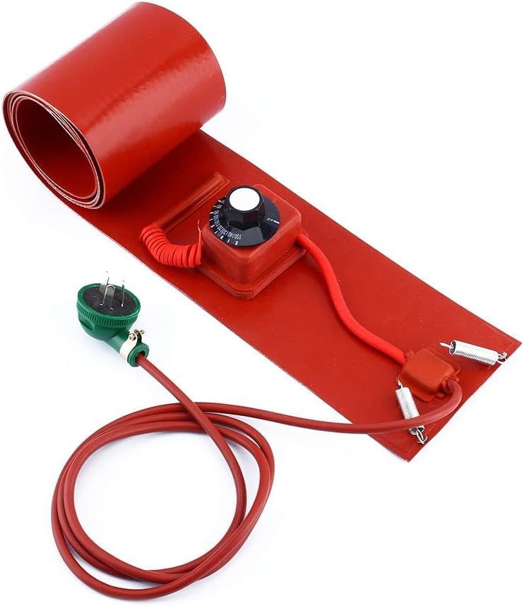 Calentador de Tambor, 200 L/55 Galones, 1000 W, Calentador de Tambor de Aceite de Silicio Metálico, Calentador de Banda de Barril, Calentador de Cubo con Termostato Ajustable, Práctico