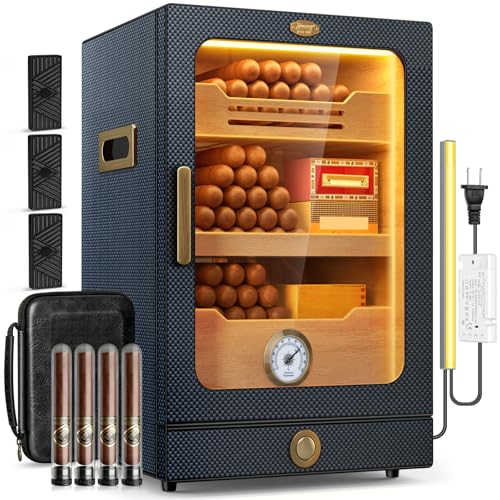 Tesonway Cigar Humidor, Desktop Cigar Humidor Cabinet Light