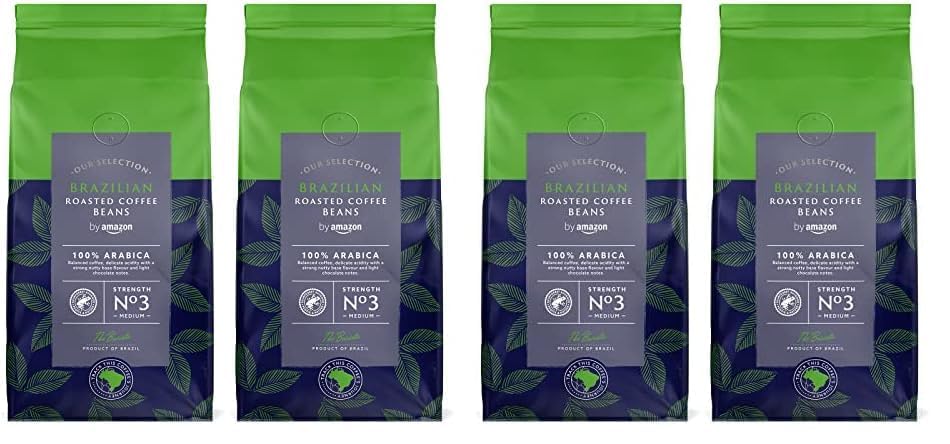Café en grains du Brésil torréfaction moyenne paquet 1 kg lot de 2