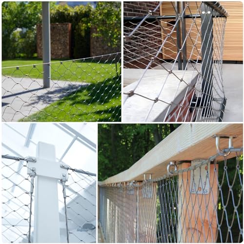 RAUMPA Zaun Garten Metall Stahlseil Netz Zaun Netz Edelstahl Metall Maschen 10cm Gartenzaun Weidezaun Wildzaun Hühnerzaun Hundezaun Schafzaun Teichzaun Für Garten Balkon Weide Schaf Hühner