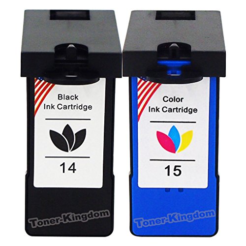 Toner Kingdom Compatible with Lexmark Ink Cartridges 14 (18C2090) and 15 (18C2110) - 2 Pack, 1PK Black & 1PK Color