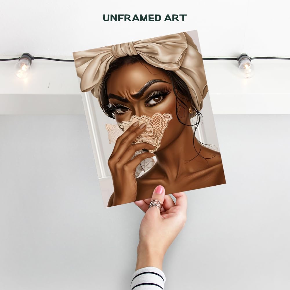 funny Bathroom Pictures Wall Decor - African American Women, Black Woman Bathroom Decor Wall Art, Glam for Women - African American Wall Art, Black Culture Chic Wall, UNFRAMED - Image 2