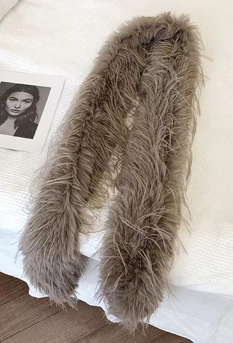 Faux Fur Scarf Large Furry Scarfs Solid Color Long Neckerchief Decoration Warm Scarf for Women Lightweight 2025 - Image 2