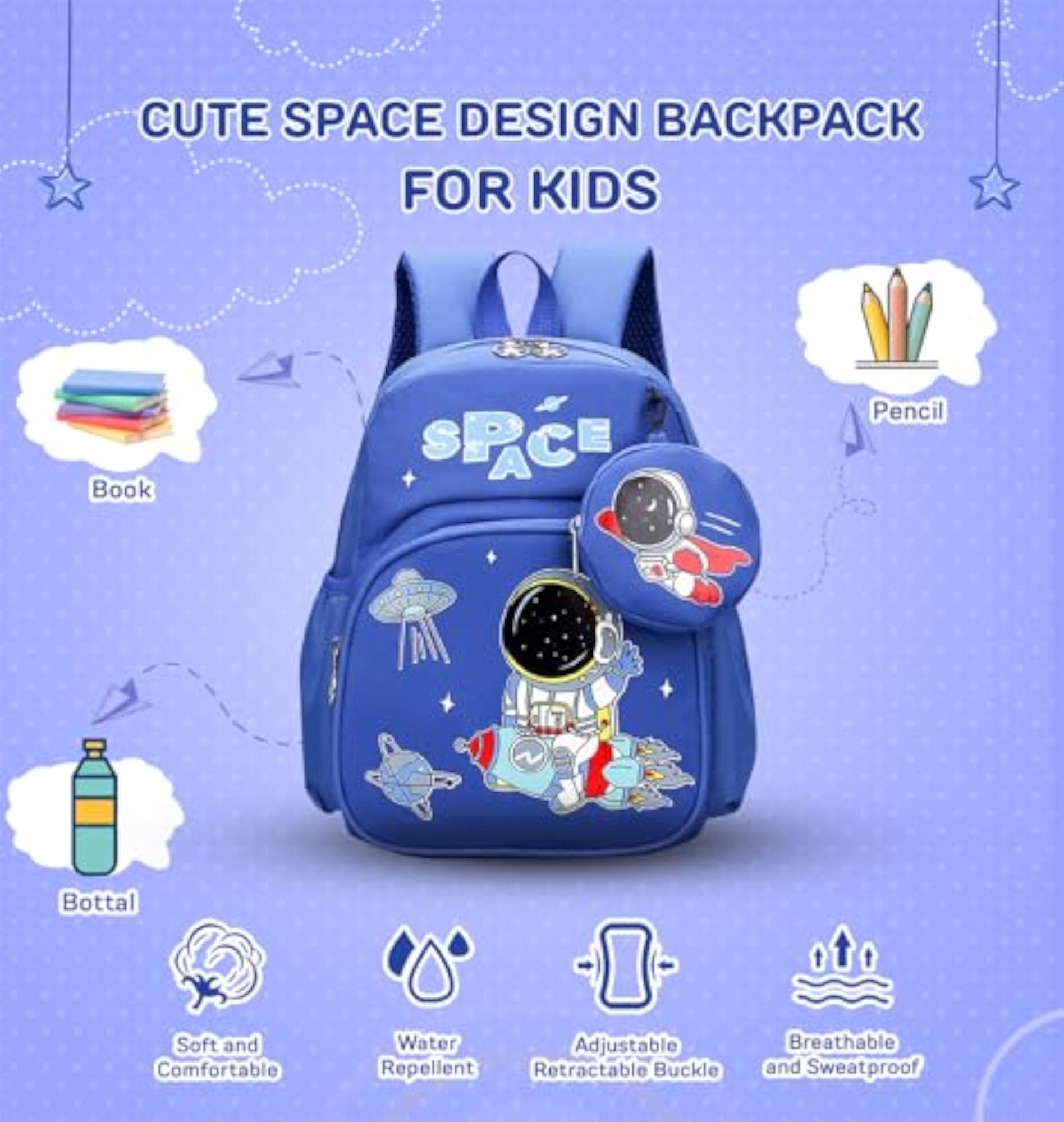 Kids Cute Cartoon Backpack with Coin Purse, School Use