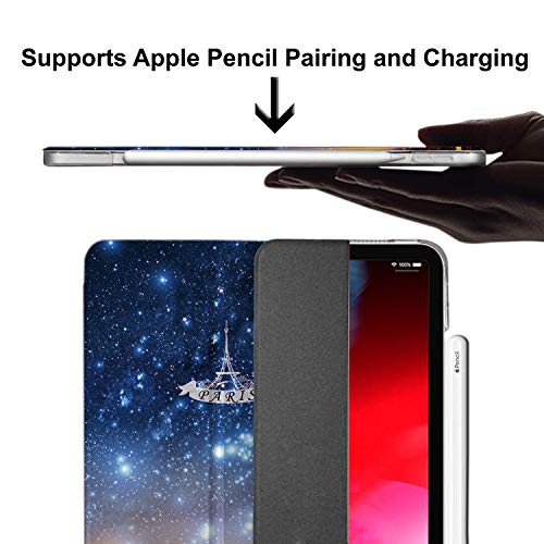 Image of DuraSafe Cases iPad PRO 11 Inch 1st [ PRO 11 2018 1 Gen ] A1980 A1934 A2013 A1979 MTXN2HN /A MTXP2HN /A MTXR2HN /A Trifold Printed Hard Smart PC Transparent Back Cover - Paris Night