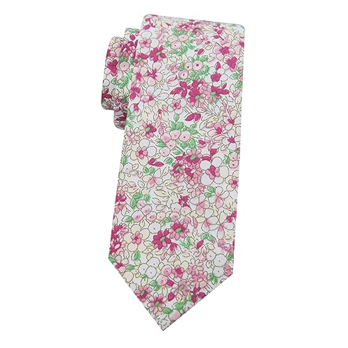 Image of Mantieqingway Men's Skinny Tie, Cotton Floral Ties for Men Wedding Necktie for Groom, Groomsmen, Missions, Dances