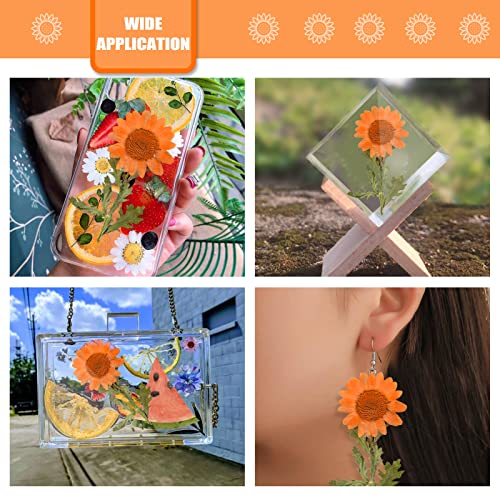 Flores secas de margarita naranja con tallo, 42 piezas miniatura 3