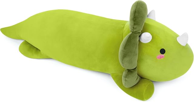 Desdfcer Long Dinosaur Plush, 31.5in Giant Dinosaur Teddy, Dinosaur Stuffed Animal Plush Pillow, Kawaii Dinosaur Body Soft Toys for Boys Girls,Gift for Birthday Christmas