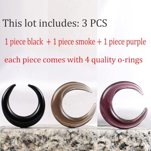 Casvort 3 PCS 14G-0G Cozy Glass Septum Stretching Kits Pincher Taper with O-Rings Buffalo Septum Retainers Hypoallergenic Fresh Stretch Body Piercing Retainers Ear Hangers2