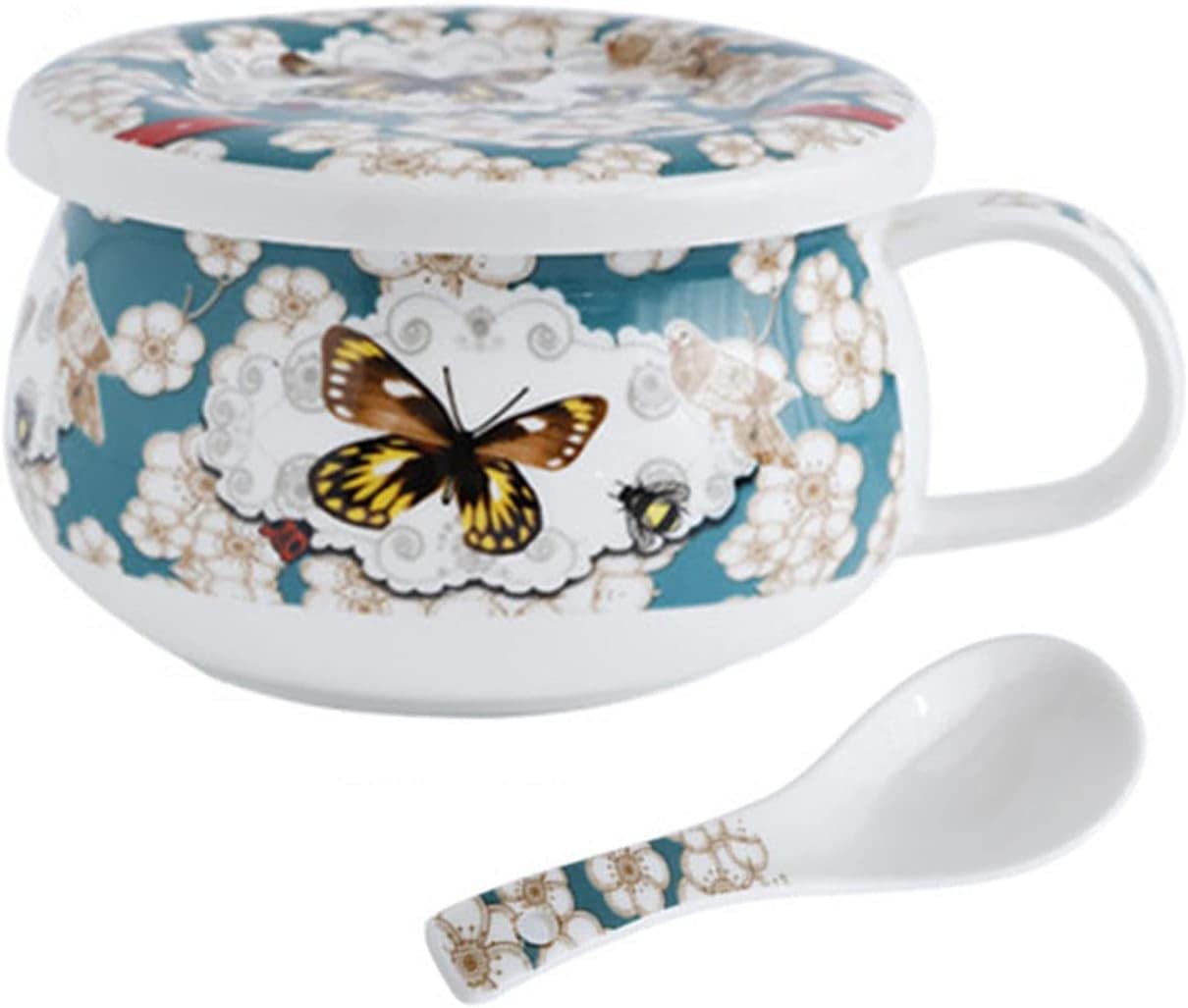 Ceramiczne miski do zupy 680 ml z pokrywką akademika, miska mikrofalówki, ramenu – różowe