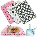 XMPEKO 3 Peck Small Animal Plush Bed - 40 * 30 * 3cm, Fluffy Soft Warm Fleece Guinea Pig Bedding Mat Blanket for Cage Accessories for Rabbit Bunny Chinchilla Squirrel Hedgehog Hamster