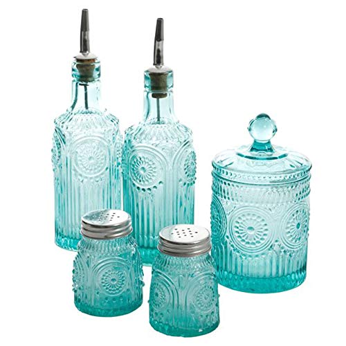 The Pioneer Woman Adeline Mini Jars 5-Piece Condiment Set, Turquoise