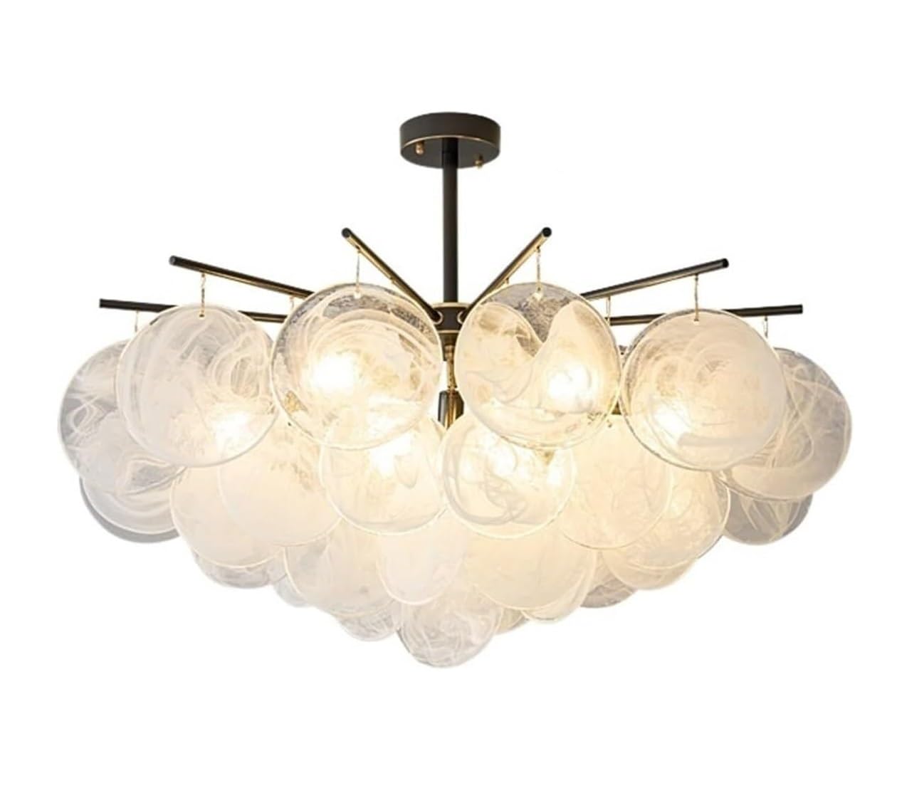 CVdrtyED Kitchen Chandeliers Ceiling Light Glass Chandelier Copper Ceiling Light American Pendant for Bedroom Kitchen Living Room Dining Hanging Lamp(Black,85cm)