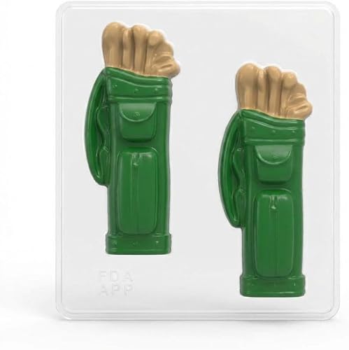 Bolsa de golf con palos de chocolate y caramelo molde