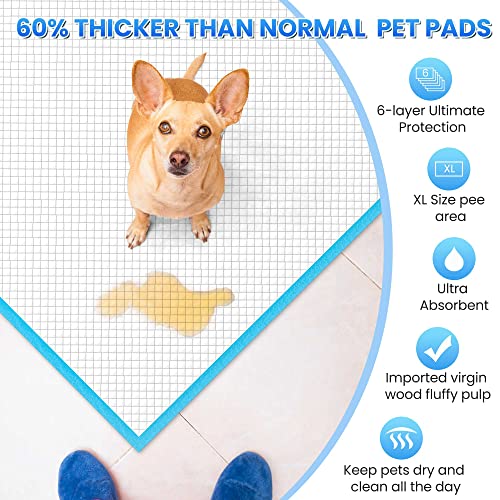 Image of Bulubaky 6 Layers Leak-Proof Super Absorbent Puppy Pads Pee Pads for Dogs, XXL Extra Large Thicken Polymer Quick Dry Wee Wee Pads, Disposable Pet Training Pads for Dogs Cats Rabbit Parrots