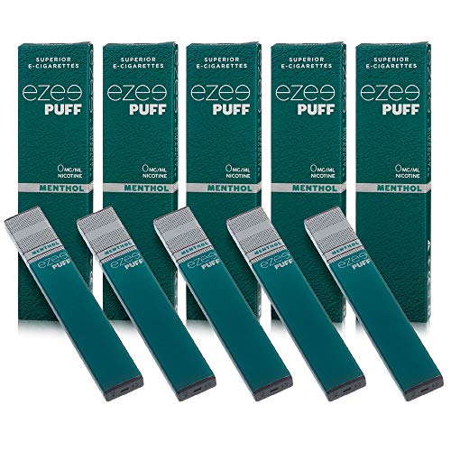 Ezee Puff Cigarrillo Electrónico Desechable sabor a Mentol e-liquido Sin Nicotina y sin Tabaco E-Cigarrillo para vapear 280 mAh Batería Paquete de 5 Cover