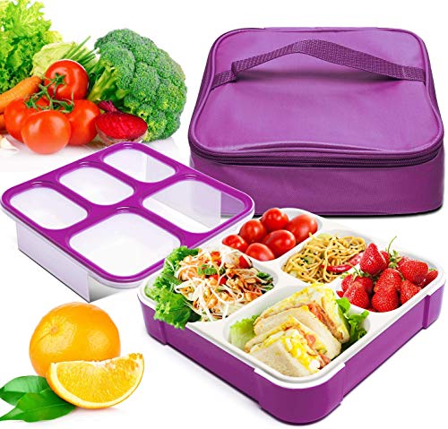 Bento Box, Fun Life Leak Proof Bento Lunch box with 5 Portion Control