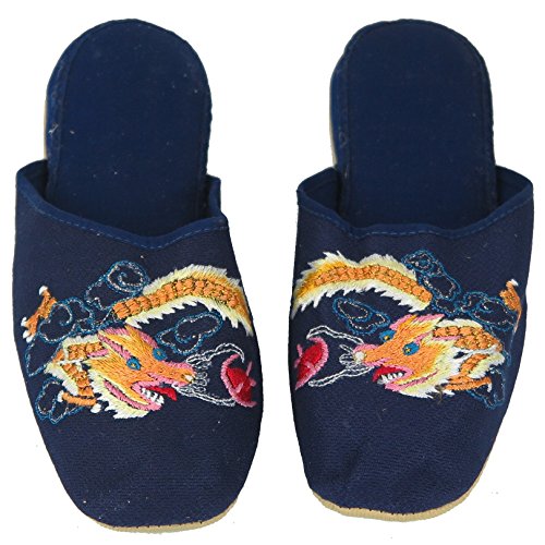 Handmade Embroidered Dragon Chinese Women's Cotton Slippers