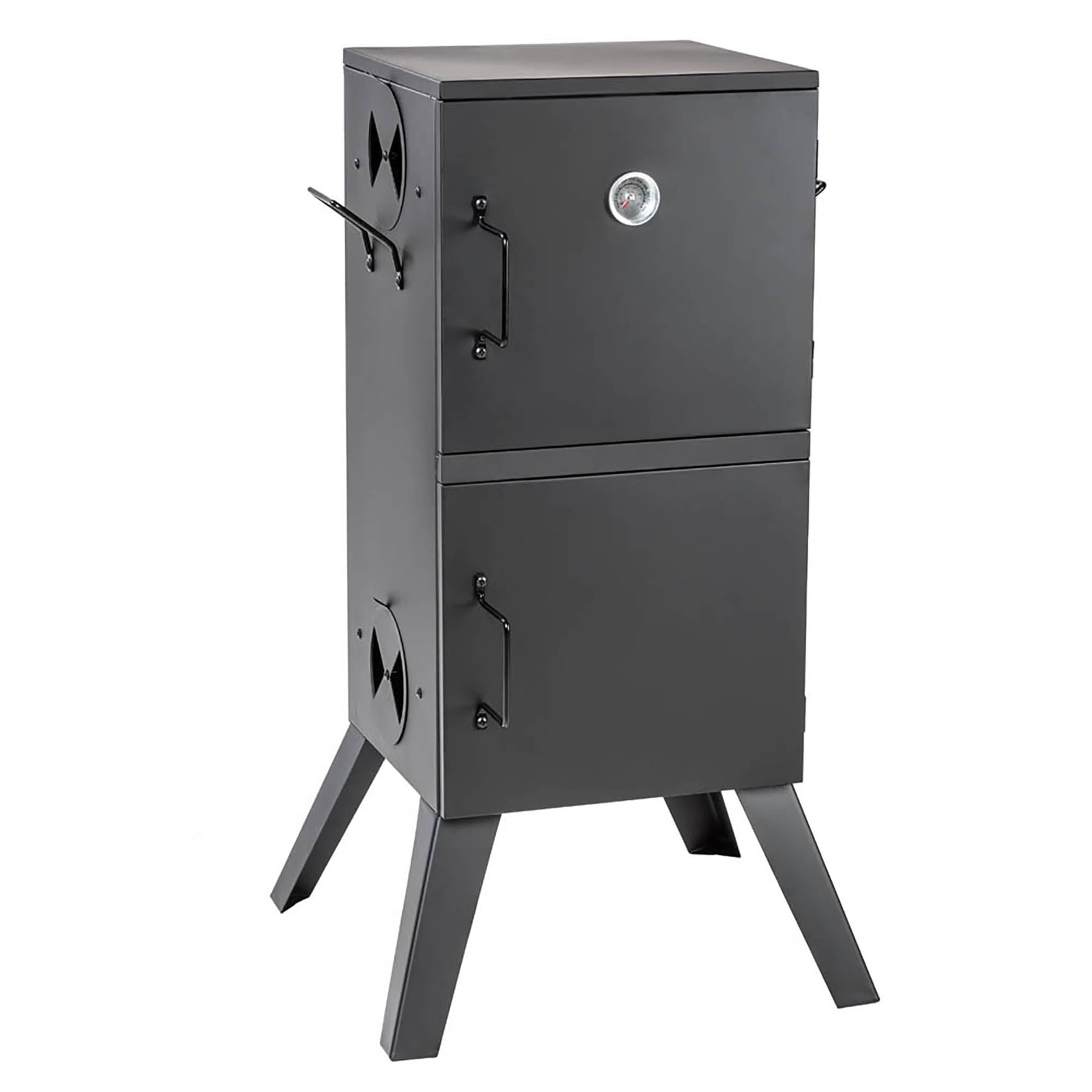 tectake® BBQ Barbecue Smoker a Carbonella, 54x50,5x100 cm, Forno per Affumicatura a Legna, Acciaio Resistente al Calore, Indicazione Temperatura, 2 Ganci Presa, Griglie Cromate, Affumicatore