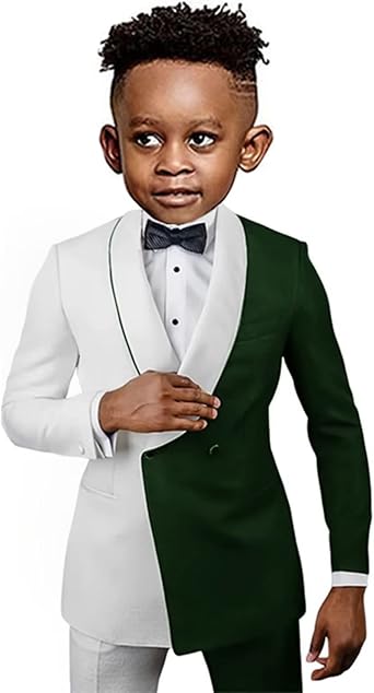 Boys 2 Piece Suit for Wedding Color Block Jacket Pants Fashion Party Clothes Kids 2-16 Years Old Customized Outfit
