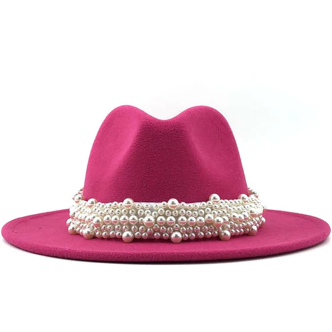Cappello di Paglia Sole Cappelli Jazz Uomini Casual Donne Cappello in Feltro Perlato per Festa