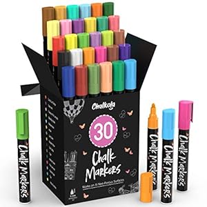 Vloeibare krijtstiften – 30 stuks (Neon + Classic) krijtstiften – voor krijtbord, Blackboard, raam, labels, Bistro, glas…