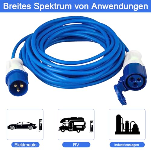 CEE-Adapterleitung Caravan, Camping CEE Adapterleitung, CEE Kabel, Verlängerungskabel für Außenbereich, CEE Kupplung Schuko Stecker, 230V 16A (3M)