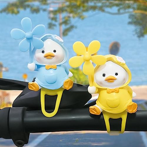 Cipliko Tiny Ducks Puppen für Fahrrad - Entenfiguren aus Kunstharz, Roller-Panda-Statue - Niedliche Auto-Ornamente mit Silikonband und Windmühle, leicht, für Fahrrad/Roller/Fahrrad/Fahrzeug/Motorrad – Bild 3