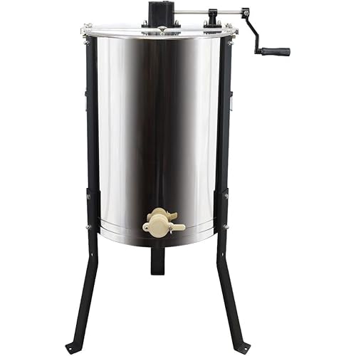 BeeCastle Manual Honey Extractor 2 Frame Honeycomb Drum Spinner Extractor Stainless Steel with Height Adjustable Stand,Manual Crank Beekeeping Extraction Equipment
