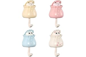 Dezhier Creative Cat Wall Hooks for Coats, Keys, and Decor