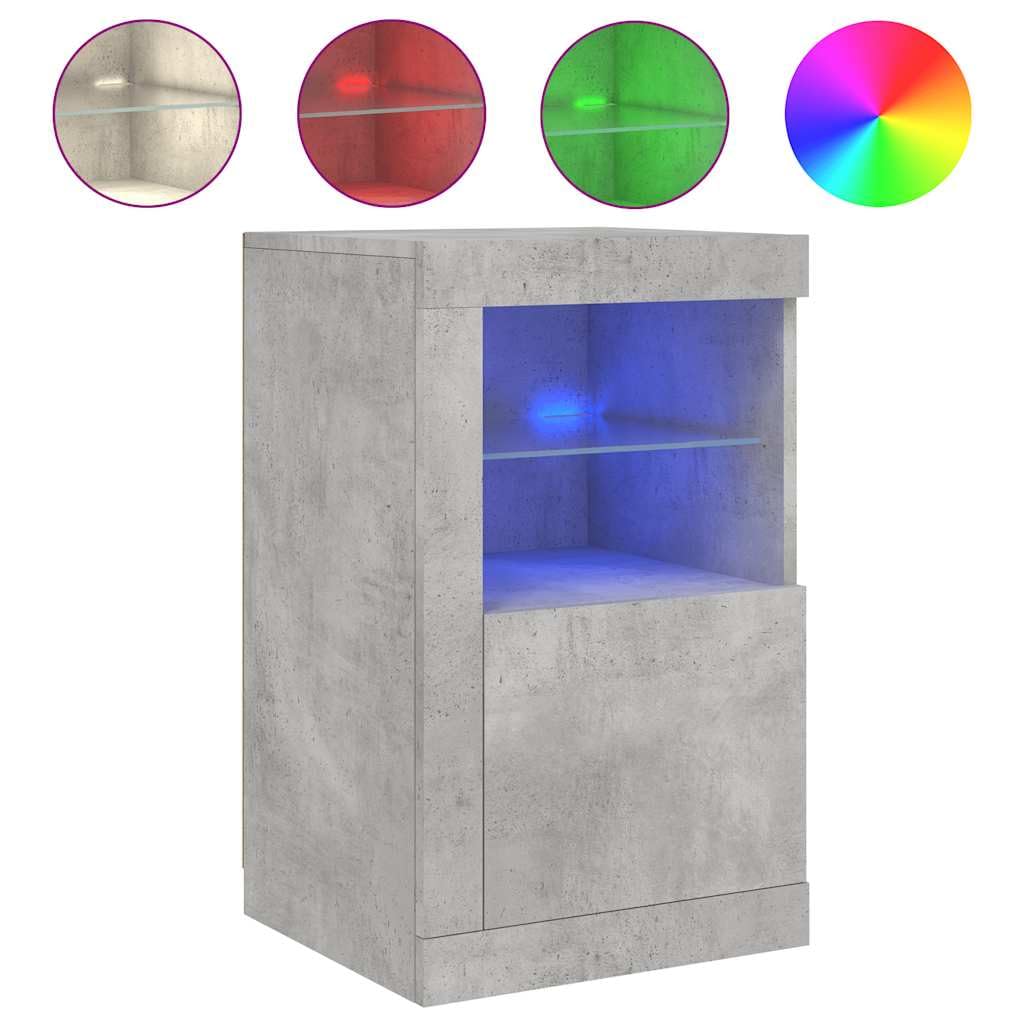 vidaXL Armadietto con Luci LED Grigio Cemento in Legno Multistrato, armadietto con LED, credenza, portaoggetti, mobiletto, Mobile portaoggetti