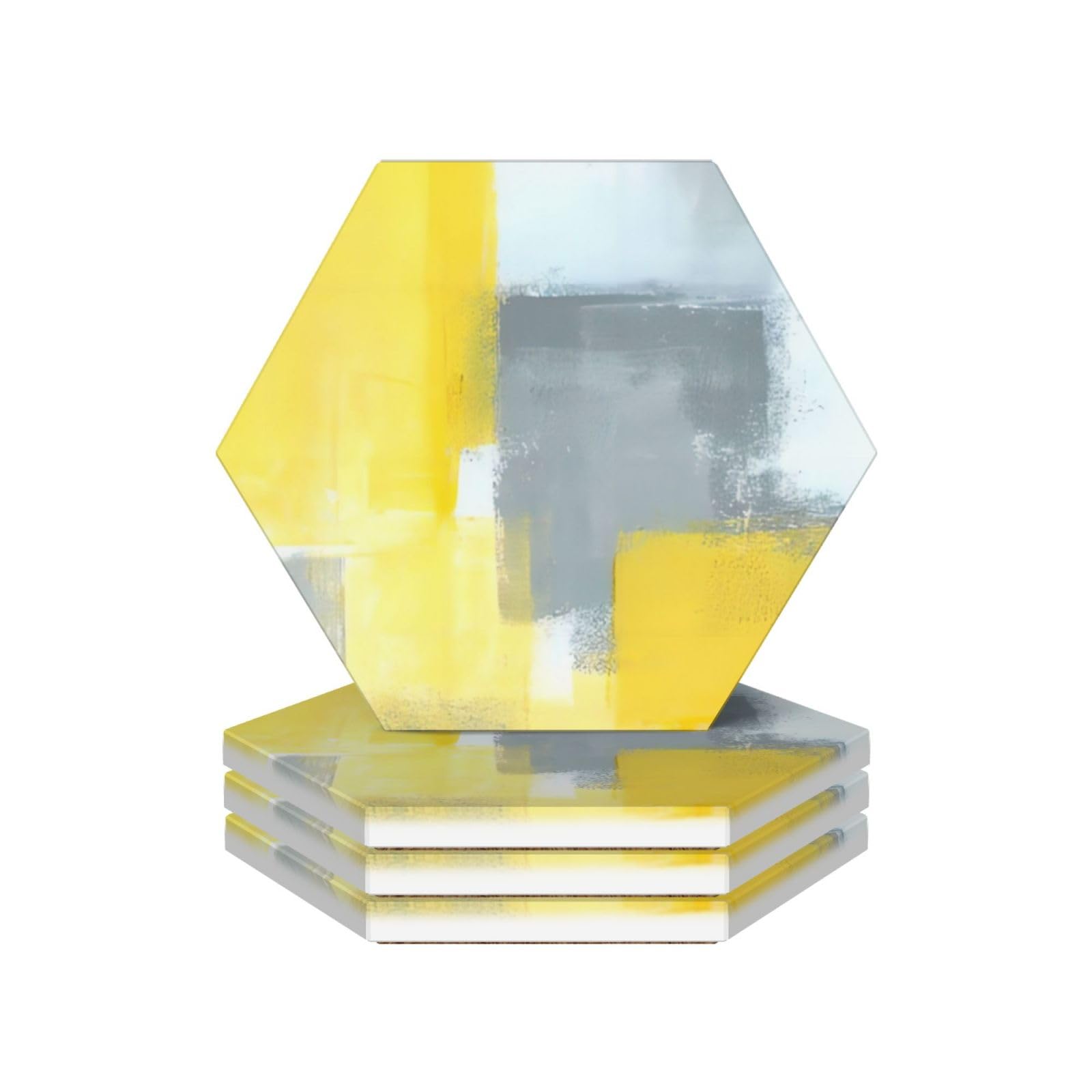 Dessous de verre en céramique absorbante contre les taches - Lot de 4 ronds gris