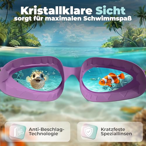 KIDVERSE Schwimmbrille Kinder - Bequeme Taucherbrille Kinder 3 Jahre bis 13 - Geprüfte Kinderschwimmbrille...