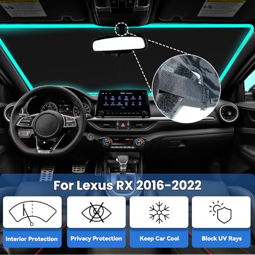 Image of Windshield Sun Shade for 2016-2022 Lexus RX 350 450h Accessories | Car Front Window Sun Visor & Heat Shield, 240T Sunshade Protection Blocks UV Rays Keep Your Car Cooler