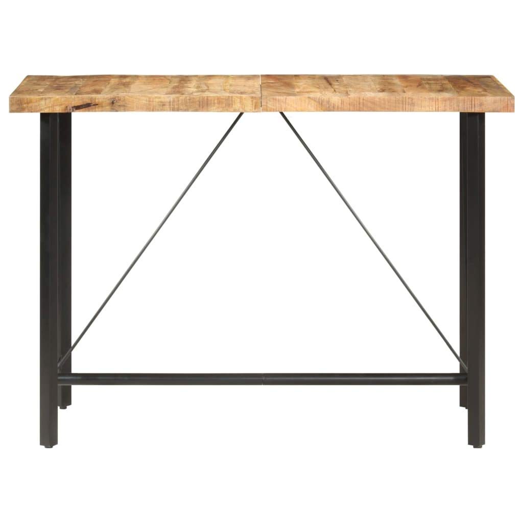 Table de bar bois de manguier brut 150x70x107 cm et métal style mange-debout industriel