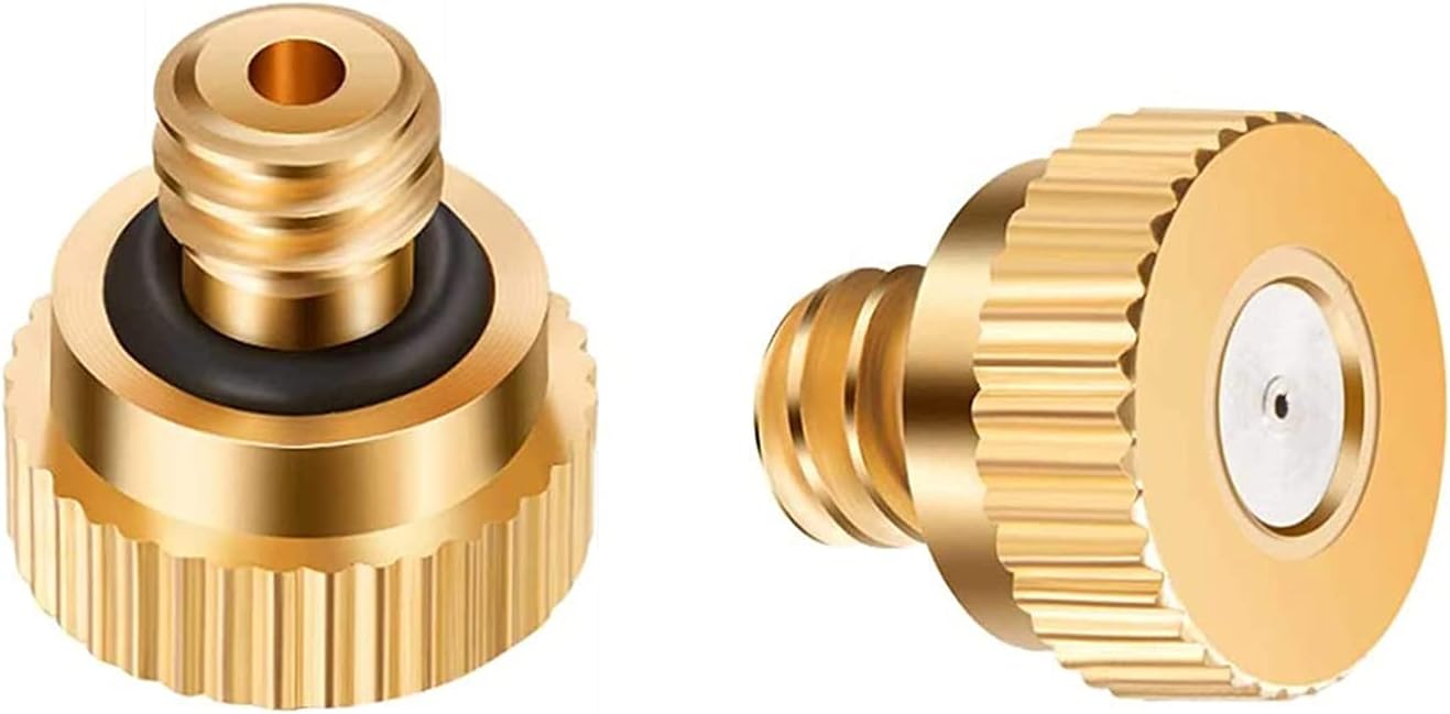 30pcs Brass Misting Nozzles Replacement Heads for Outdoor Cooling System, Low Pressure Atomizing Misting Sprayer for Patio Lawn, Landscaping, Dust Control, 10/24 UNC