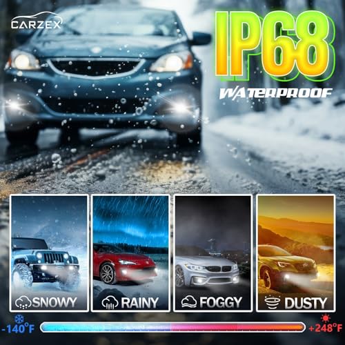 Image of Carzex 3 Inch Projector Fog Light Ai Laser App Controlled Tri Color Projector Fog Light with Inbuilt LED High /Low Beam 12V (White /Yellow, 5500K) (H8 /H11 Coupler to Coupler Fit)