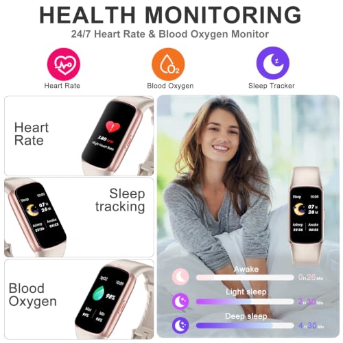 Image of Fitness Tracker with 24 /7 Heart Rate Blood Oxygen Sleep Monitor, 123 Sports Modes Step Counter, 1.47'' HD Screen Activity Trackers, Calorie Smart Watches Pedometer for Women Men